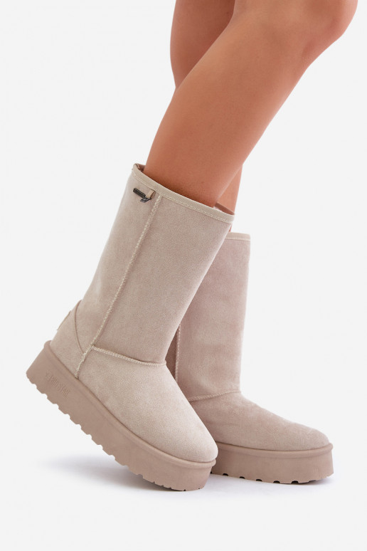 Alto Stivali da neve con una piattaforma Big Star OO274894 colore avorio