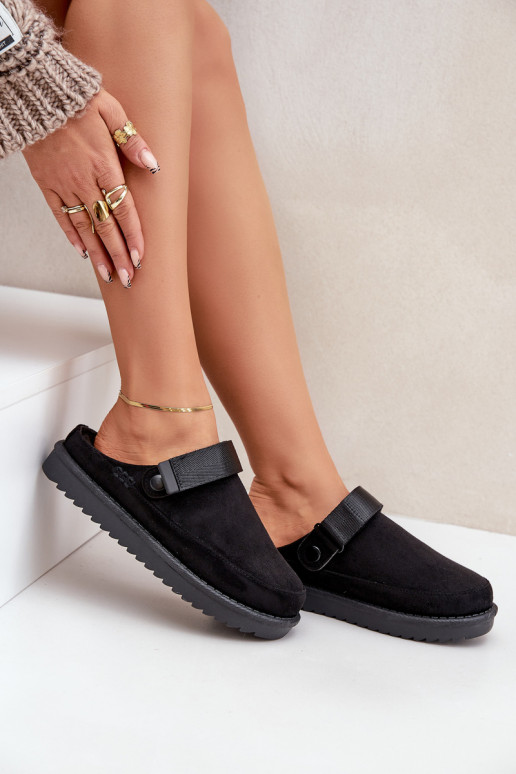Ciabatte foderate da donna con piattaforma nere Neliel