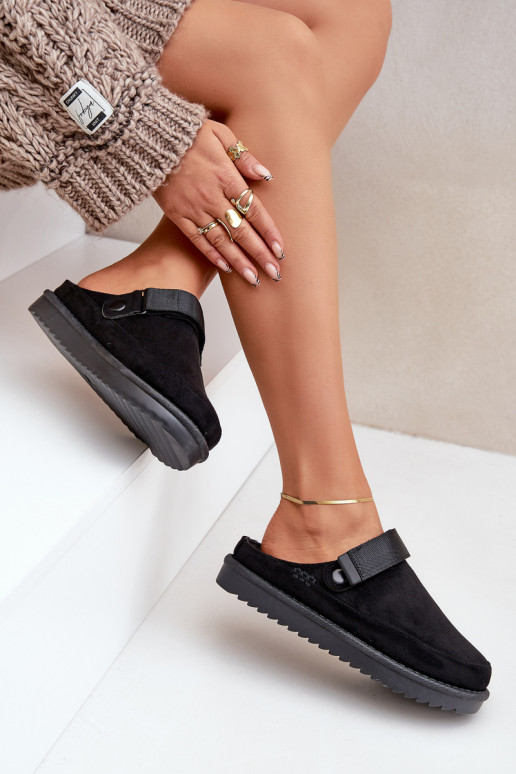 riscaldamento Pantofole Femminile con una piattaforma colore nero Neliel riscaldamento Pantofole Femminile con una piattaforma colore nero Neliel