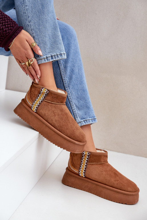 Stivali da neve con una piattaforma con scritti colore marrone Udra