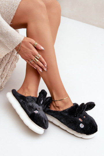 con una pelliccia Pantofole Con un tema Króliczka colore nero Abilitatotasha