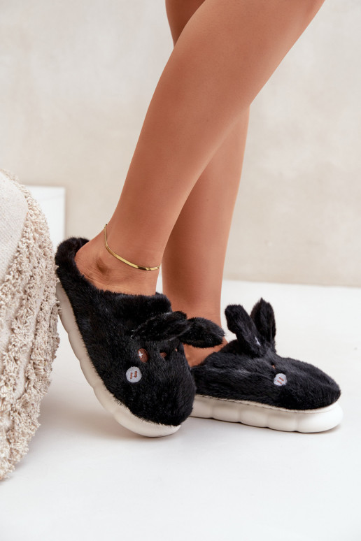 con una pelliccia Pantofole Con un tema Króliczka colore nero Abilitatotasha con una pelliccia Pantofole Con un tema Króliczka colore nero Abilitatotasha