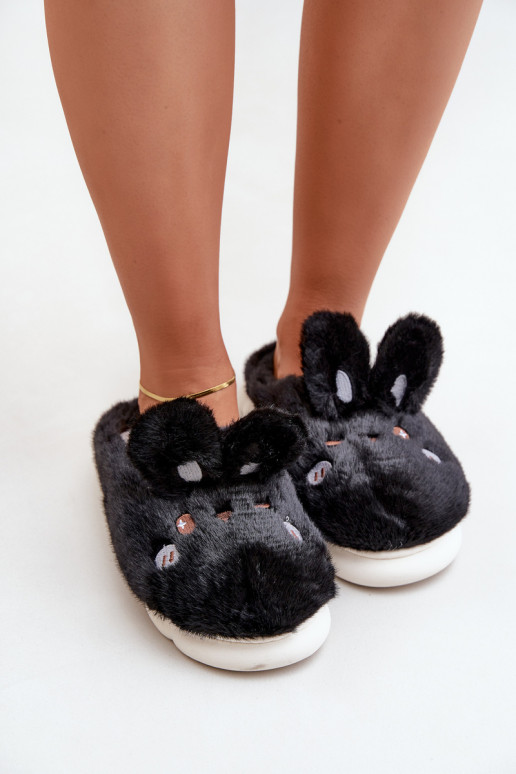 con una pelliccia Pantofole Con un tema Króliczka colore nero Abilitatotasha con una pelliccia Pantofole Con un tema Króliczka colore nero Abilitatotasha