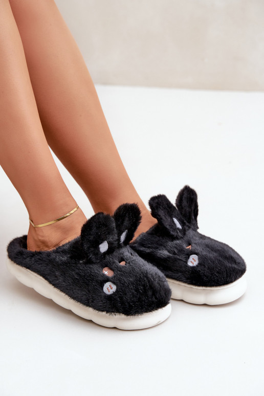 con una pelliccia Pantofole Con un tema Króliczka colore nero Abilitatotasha con una pelliccia Pantofole Con un tema Króliczka colore nero Abilitatotasha