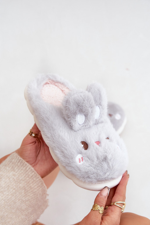 con una pelliccia Pantofole Con un tema Króliczka colore grigio Abilitatotasha con una pelliccia Pantofole Con un tema Króliczka colore grigio Abilitatotasha