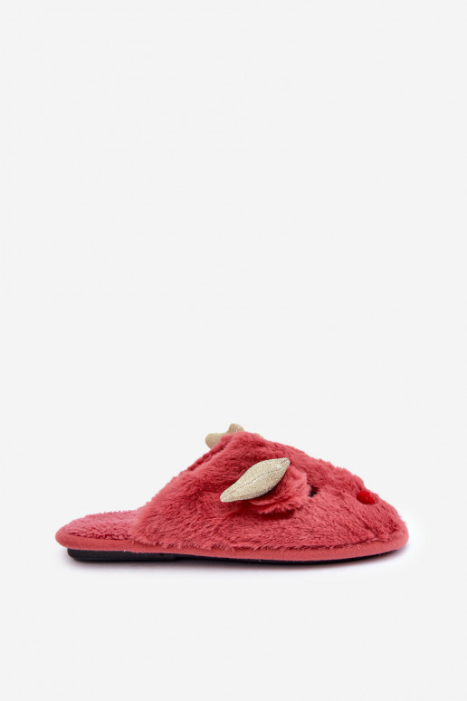 Pantofole natalizie a tema renne color corallo Asielle