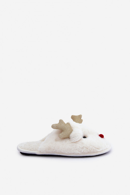 Pantofole Abilitatotale Con un tema Renna con una pelliccia Colore bianco Asielle Pantofole Abilitatotale Con un tema Renna con una pelliccia Colore bianco Asielle