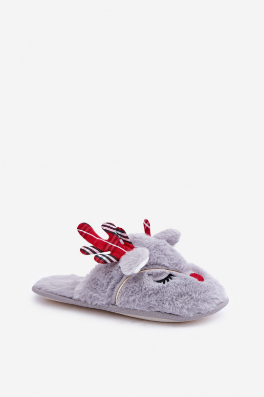 Pantofole natalizie a tema renne color grigio Sylaia