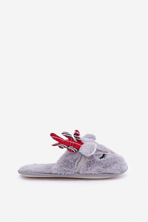 Pantofole natalizie a tema renne color grigio Sylaia
