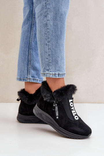 Scarpe modello sneakers Stivali da donna con una pelliccia colore nero Zeriana 2