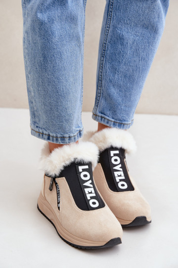 Scarpe modello sneakers Stivali da donna con una pelliccia beige Zeriana