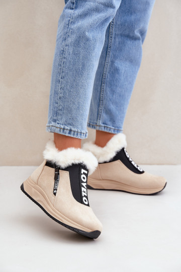 Scarpe modello sneakers Stivali da donna con una pelliccia beige Zeriana 2