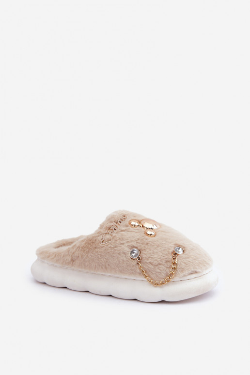 Pantofole con pelliccia Z Przypinkami color sabbia Ivelfedi