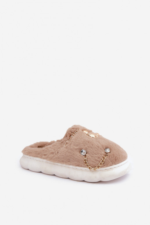 Pantofole con pelliccia Z Przypinkami color sabbia Ivelfedi