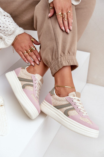 Scarpe modello sneakers Femminile Con treccia con una piattaforma Colori differenti Lesida