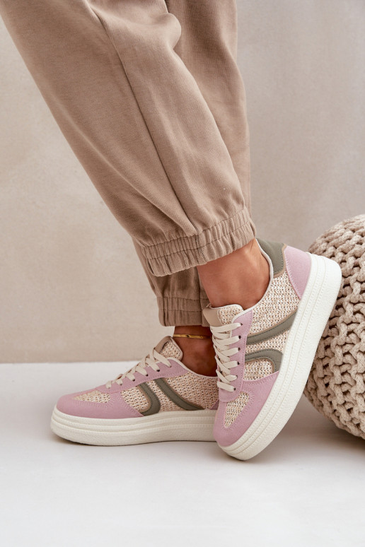 Scarpe modello sneakers Femminile Con treccia con una piattaforma Colori differenti Lesida Scarpe modello sneakers Femminile Con treccia con una piattaforma Colori differenti Lesida