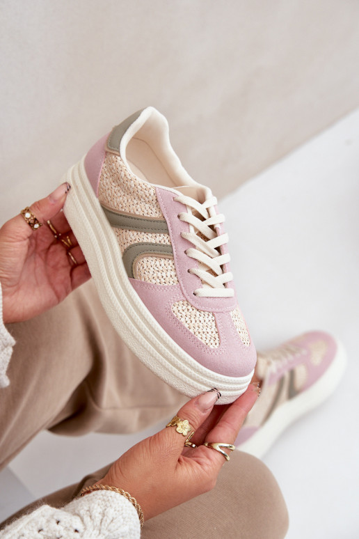 Scarpe modello sneakers Femminile Con treccia con una piattaforma Colori differenti Lesida Scarpe modello sneakers Femminile Con treccia con una piattaforma Colori differenti Lesida