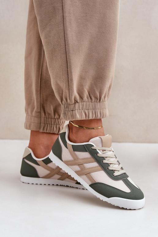 Scarpe basse sportive casual color sabbia-verde Eezore