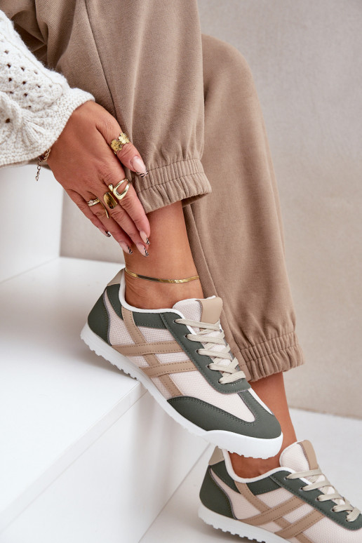 Scarpe basse sportive casual color sabbia-verde Eezore