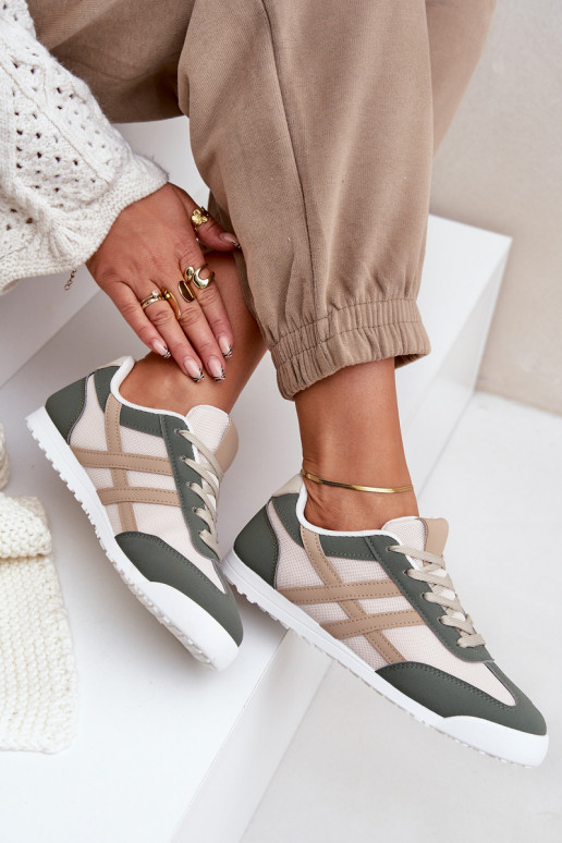 Scarpe basse sportive casual color sabbia-verde Eezore