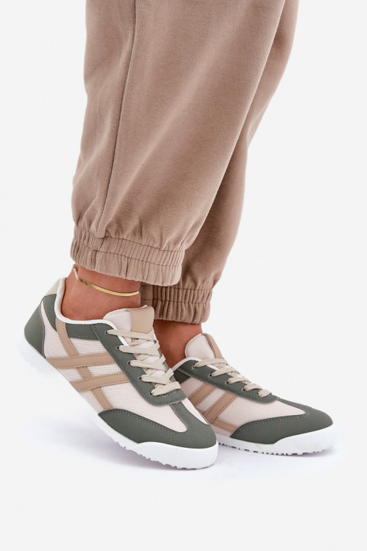 Basso Scarpe da ginnastica Scarpe per il tempo libero beige-colore verde Eezore