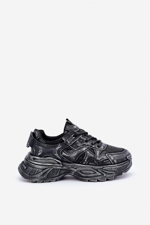 Stivaletti modello sneakers da donna Z Przetarciami con platform neri SeladĮen