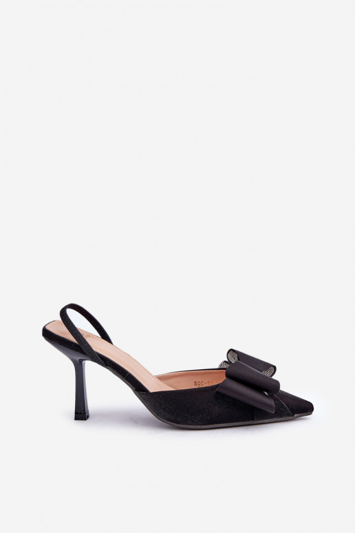  scarpe col tacco alto con nastri colore nero Selatea