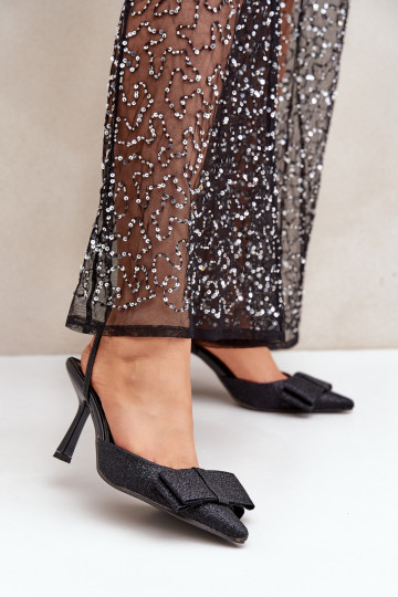 Scarpe lucide con i tacchi alti con nastri colore nero Gredan