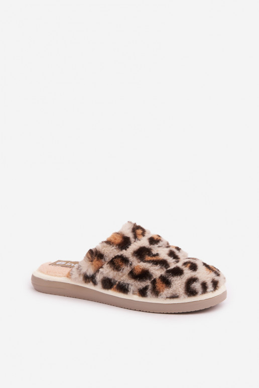 con una pelliccia Pantofole Femminile con motivi di pelliccia di leopardo Inblu EK000008 beige con una pelliccia Pantofole Femminile con motivi di pelliccia di leopardo Inblu EK000008 beige