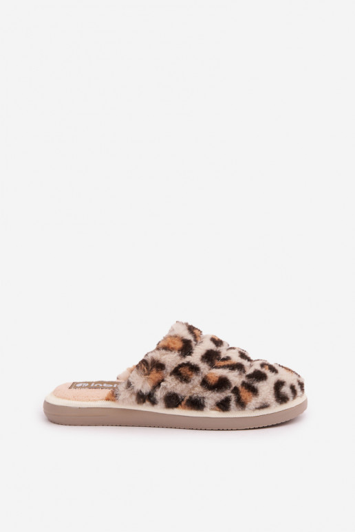 con una pelliccia Pantofole Femminile con motivi di pelliccia di leopardo Inblu EK000008 beige con una pelliccia Pantofole Femminile con motivi di pelliccia di leopardo Inblu EK000008 beige