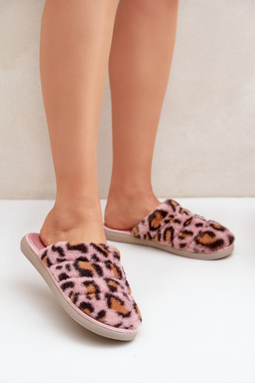 con una pelliccia Pantofole Femminile con motivi di pelliccia di leopardo Inblu EK000008 colore rosa 2