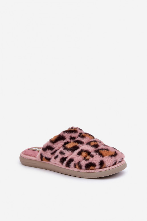 Pantofole da casa da donna con pelliccia leopardata Inblu EK000008 rosa