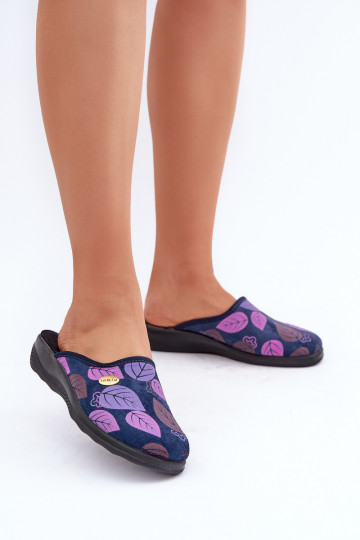 Pantofole comode Femminile IN Liście Inblu CU00005F blu scuro