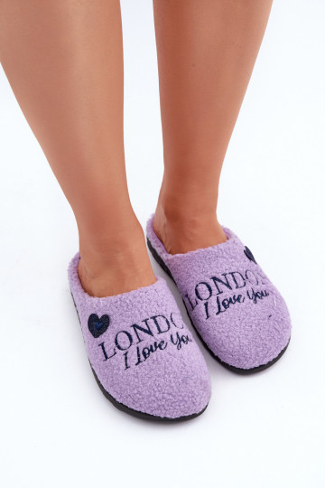 Pantofole da donna con scritta e pelo Typu Baranek Inblu ET000027 viola 2