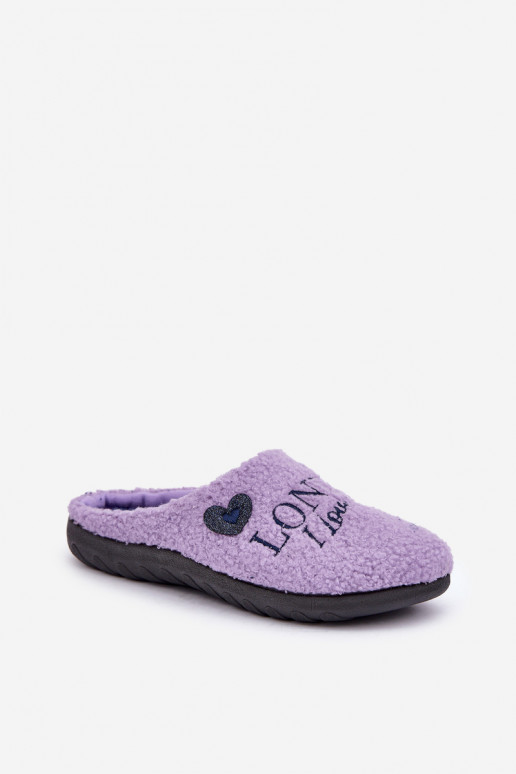 Pantofole da donna con scritta e pelo Typu Baranek Inblu ET000027 viola