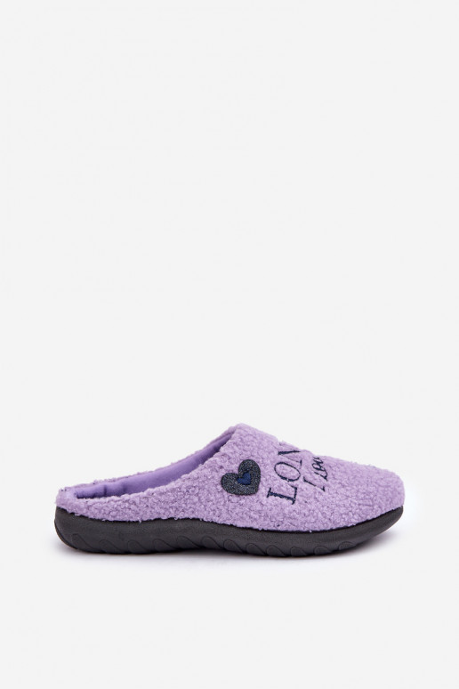 Pantofole da donna con scritta e pelo Typu Baranek Inblu ET000027 viola