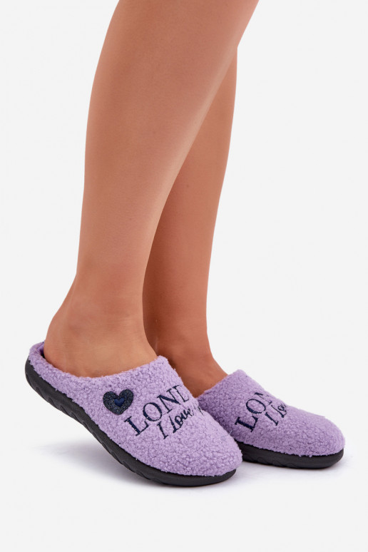 Pantofole da donna con scritta e pelo Typu Baranek Inblu ET000027 viola