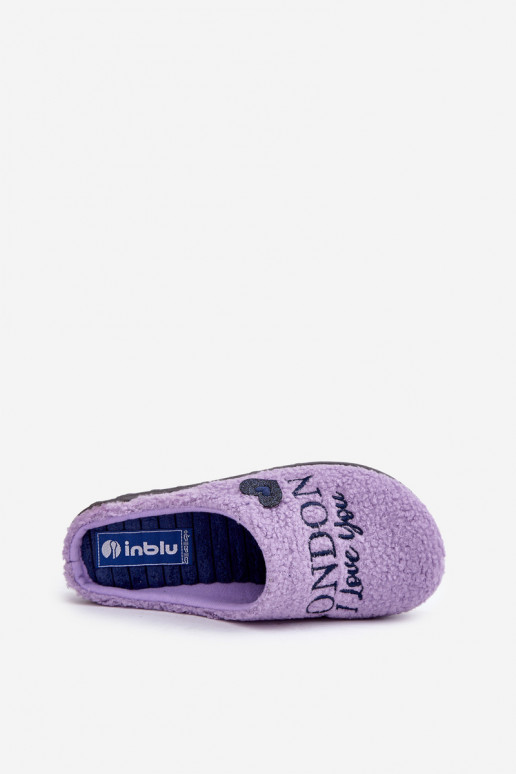 Pantofole da donna con scritta e pelo Typu Baranek Inblu ET000027 viola