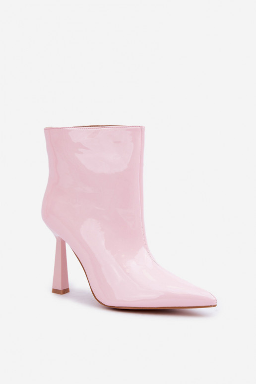 Stivaletti con effetto vernice modello slip-on rosa chiaro Seliri
