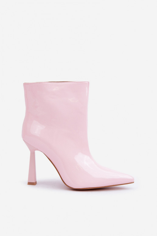 Stivaletti con effetto vernice modello slip-on rosa chiaro Seliri