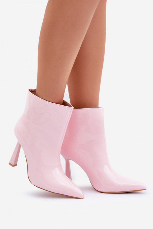 Stivaletti con effetto vernice modello slip-on rosa chiaro Seliri