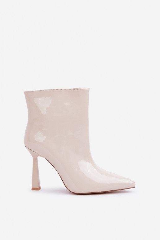 Stivaletti con effetto vernice modello slip-on color avorio Seliri