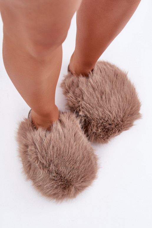 Pantofole da donna con pelliccia color sabbia INladisa