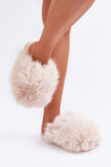 con una pelliccia Pantofole Femminile colore avorio INladisa