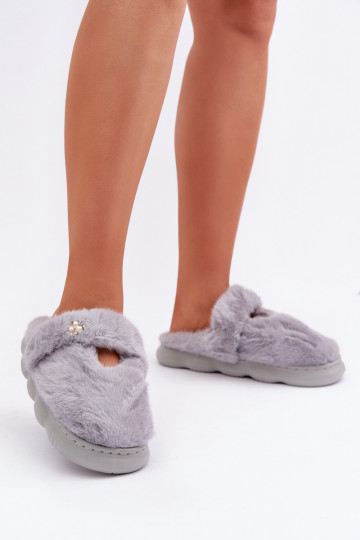 Pantofole Z con decorazione a forma di spilla grigie Primaria 2