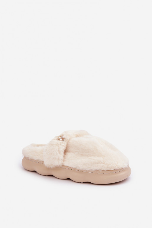 Pantofole Z con decorazione a forma di spilla color avorio Primaria