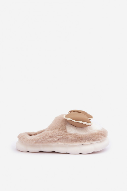 Pantofole con fiocchi color sabbia Grilis