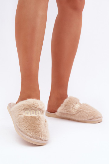 Pantofole da donna con pelliccia e design a tema renna color sabbia Kalelia 2