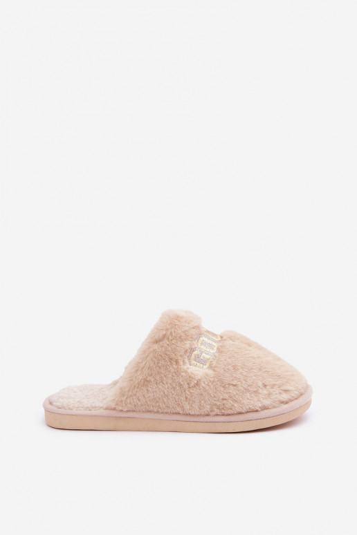 Pantofole da donna con pelliccia e design a tema renna color sabbia Kalelia