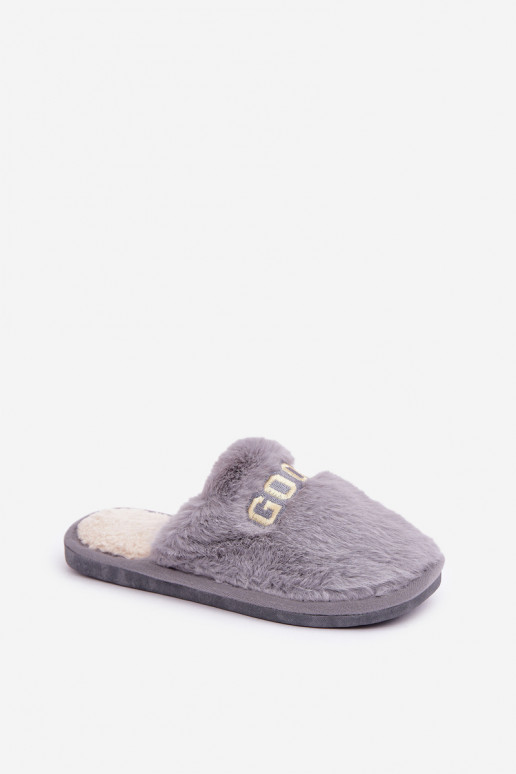 Pantofole da donna con pelliccia e design a tema renna grigie Kalelia